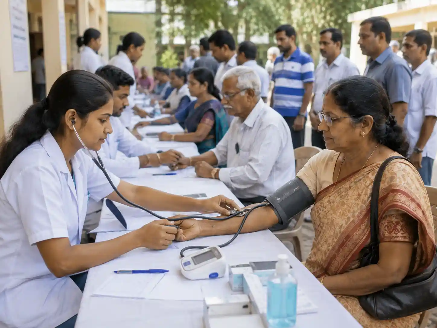 Blood pressure screening in progress